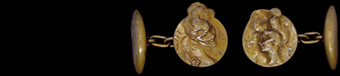Jules Cheret. A pair of gold cufflinks.